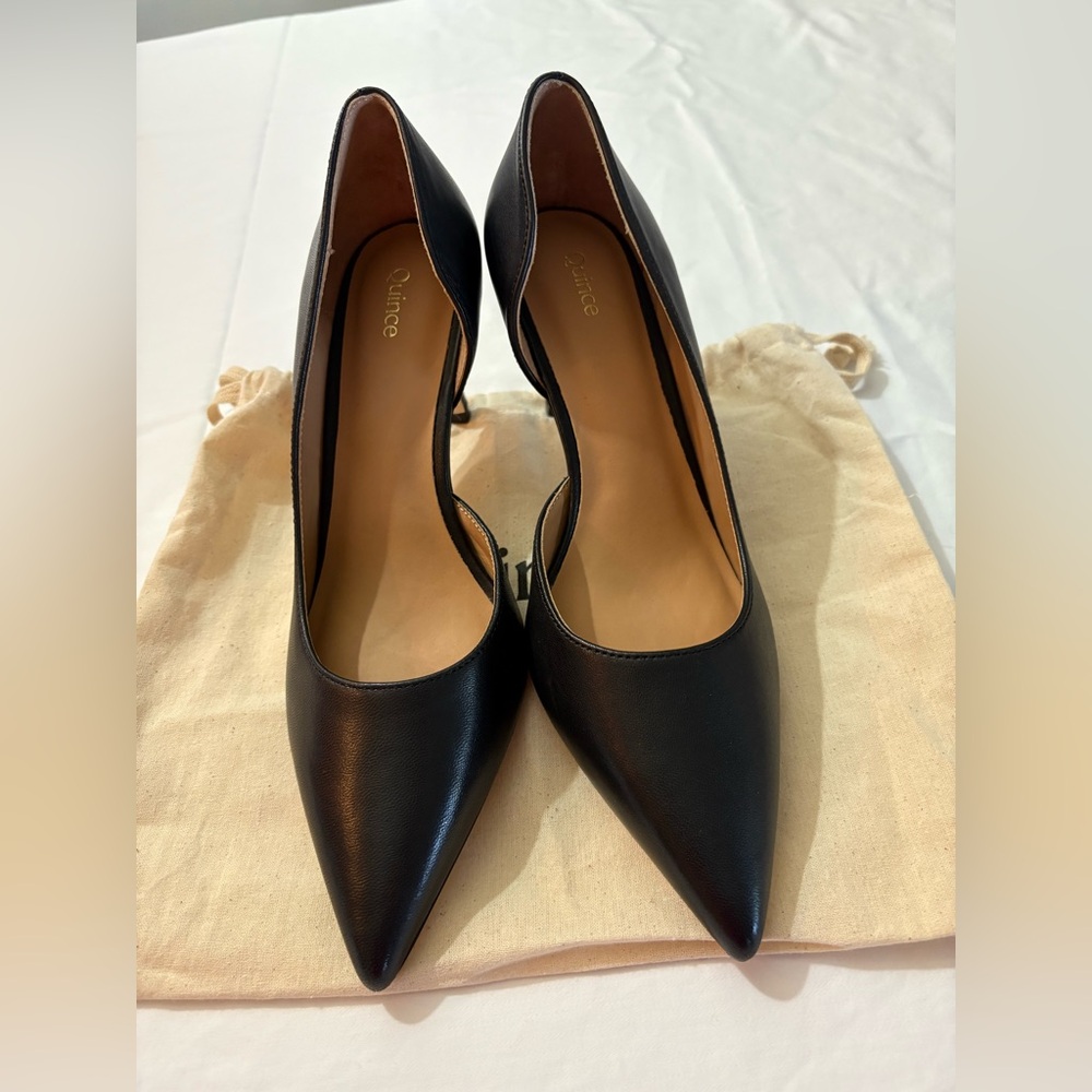 Quince Black Leather Women's Pumps